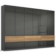 Rauch Winnipeg 271cm 6 Door Wardrobe - Metallic Dark Grey High Gloss and Halifax Oak