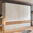 Rauch Winnipeg 271cm 6 Door Wardrobe with Lighting - Alpine White High Gloss and Halifax Oak