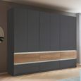 Rauch Winnipeg 271cm 6 Door Wardrobe with Lighting - Metallic Dark Grey and Halifax Oak