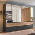 Rauch Winnipeg 271cm 6 Door Wardrobe with Mirror - Metallic Dark Grey and Halifax Oak
