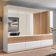 Rauch Winnipeg 271cm 6 Door Wardrobe with Mirror and Lighting - Alpine White and Halifax Oak
