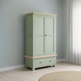 Salcombe Double Wardrobe - 2 Door 1 Drawer - Sage Oak