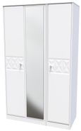 San Jose White 3 Door Tall Triple Wardrobe - 1 Mirror