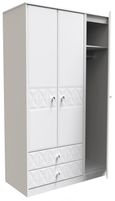 San Jose White 3 Door Tall Triple Wardrobe - LHF 2 Drawers