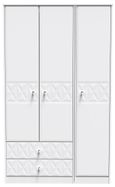 San Jose White 3 Door Tall Triple Wardrobe - LHF 2 Drawers