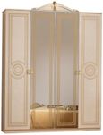 Sara Beige Italian 4 Door Wardrobe with Mirrors