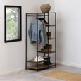 Seaford Open Wardrobe - Oak and Black Metal