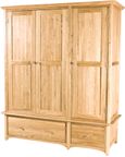 Shaker Oak 3 Door 2 Drawer Wardrobe