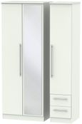 Sherwood Porcelain 3 Door Tall Combi Wardrobe - 1 Mirror and RHF 2 Drawers