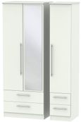 Sherwood Porcelain 3 Door Tall Combi Wardrobe - 1 Mirror