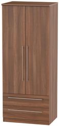 Sherwood Walnut Effect 2 Door 2 Drawer Double Wardrobe