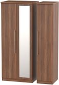 Sherwood Walnut Effect 3 Door Triple Wardrobe - 1 Mirror