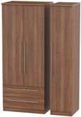 Sherwood Walnut Effect 3 Door Triple Wardrobe - LHF 2 Drawers