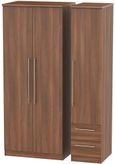 Sherwood Walnut Effect 3 Door Triple Wardrobe - RHF 2 Drawers