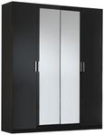 Simona Black Italian 4 Door Wardrobe with Mirrors