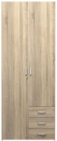Space Oak Effect 2 Door 3 Drawer Double Wardrobe