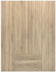 Space Oak Effect 4 Door 3 Drawer Wardrobe