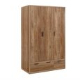 Stockwell Wardrobe - 3 Door - 2 Drawer - Rustic Oak