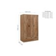 Stockwell Wardrobe - 3 Door - 2 Drawer - Rustic Oak