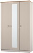 Sussex Cashmere and Oak Effect Oak 3 Door Tall Triple Wardrobe - 1 Mirror