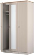 Sussex Cashmere and Oak Effect Oak 3 Door Tall Triple Wardrobe - 1 Mirror