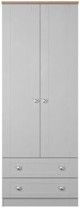 Sussex Grey Ash and Oak Effect Oak 2 Door 2 Drawer Double Wardrobe