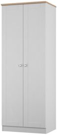 Sussex Grey and Oak Effect 2 Door Plain Tall Wardrobe
