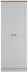 Sussex Grey and Oak Effect 2 Door Plain Tall Wardrobe