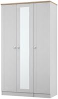 Sussex Grey and Oak Effect 3 Door Tall Triple Wardrobe - 1 Mirror