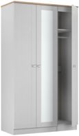 Sussex Grey and Oak Effect 3 Door Tall Triple Wardrobe - 1 Mirror