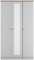Sussex Grey and Oak Effect 3 Door Tall Triple Wardrobe - 1 Mirror
