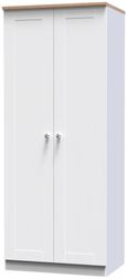 Sussex White and Oak Effect 2 Door Plain Tall Wardrobe