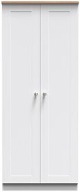 Sussex White and Oak Effect 2 Door Plain Tall Wardrobe