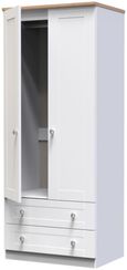 Sussex White and Oak Effect Oak 2 Door 2 Drawer Double Wardrobe