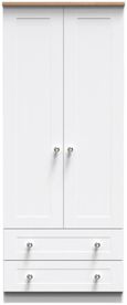 Sussex White and Oak Effect Oak 2 Door 2 Drawer Double Wardrobe