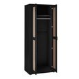 Sydney Wardrobe - 2 Door - Black and Faux Rattan