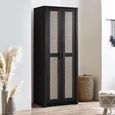 Sydney Wardrobe - 2 Door - Black and Faux Rattan