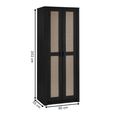 Sydney Wardrobe - 2 Door - Black and Faux Rattan