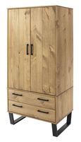 Texas Industrial Style Oak Effect 2 Door 2 Drawer Wardrobe