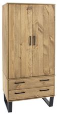 Texas Industrial Style Oak Effect 2 Door 2 Drawer Wardrobe