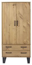 Texas Industrial Style Oak Effect 2 Door 2 Drawer Wardrobe