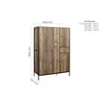 Urban Industrial Style Wardrobe - 4 Door 1 Drawer - Rustic Wood