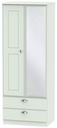 Victoria Grey 2 Door Tall Combi Wardrobe - 1 Mirror