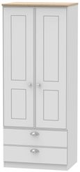 Victoria Grey and Riviera Oak 2 Door 2 Drawer Double Wardrobe