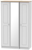 Victoria Grey and Riviera Oak 3 Door Triple Wardrobe - 1 Mirror