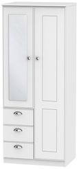 Victoria White 2 Door Combi Wardrobe - 1 Mirror RHF 3 Drawers