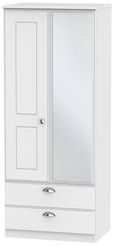 Victoria White 2 Door Combi Wardrobe - 1 Mirror