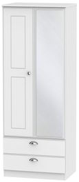 Victoria White 2 Door Tall Combi Wardrobe - 1 Mirror