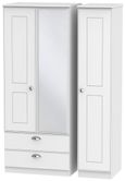 Victoria White 3 Door Combi Wardrobe - 1 Mirror and LHF 2 Drawers