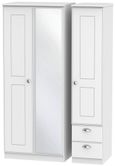 Victoria White 3 Door Combi Wardrobe - 1 Mirror and RHF 2 Drawers